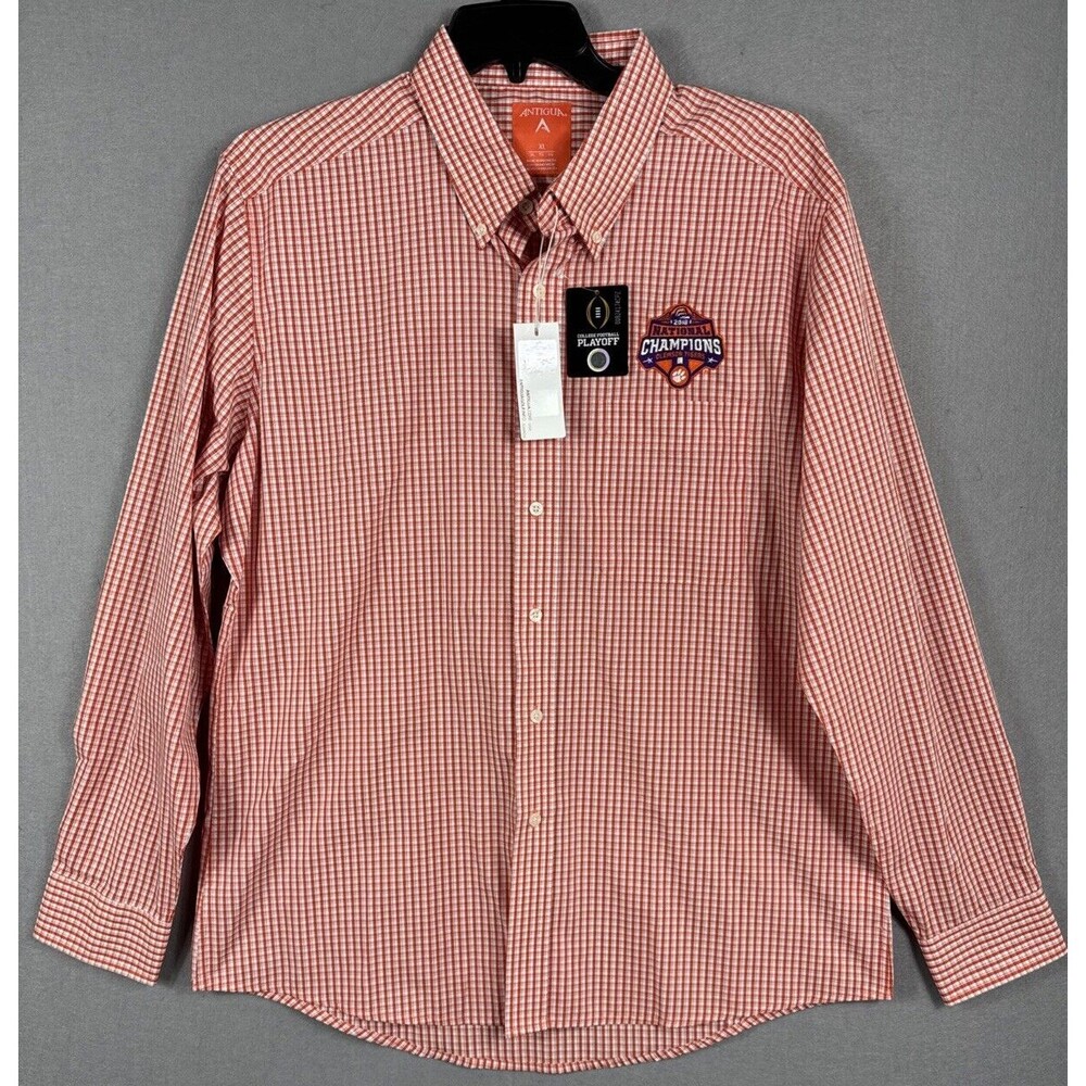 NWT Clemson Tigers Antigua Shirt Men’s XL Orange Button Down 2018 Nat. Champs